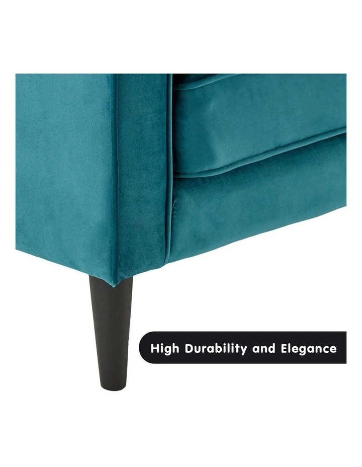 Sarantino Faux Velvet Sofa Bed Couch Furniture Lounge Suite Seat Blue image 6
