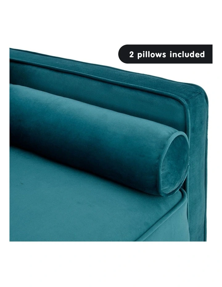 Sarantino Faux Velvet Sofa Bed Couch Furniture Lounge Suite Seat Blue image 7
