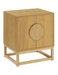 Sarantino Luca Bedside Table Split Door Night Stand - Natural