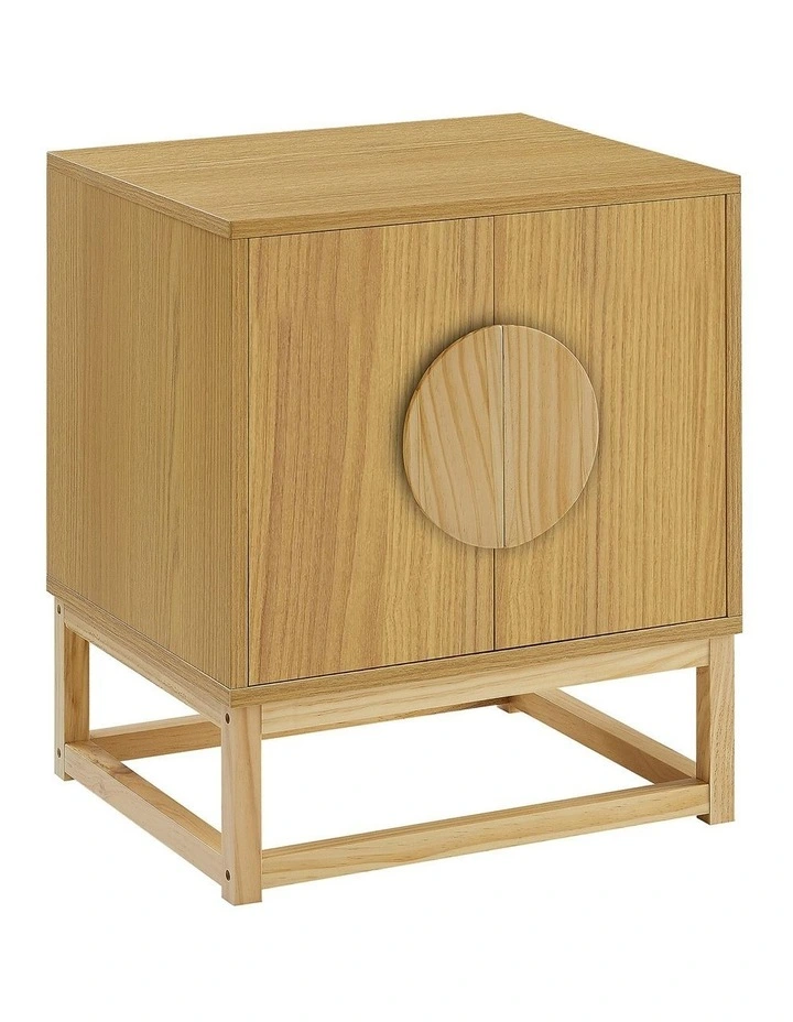 Sarantino Luca Bedside Table Split Door Night Stand - Natural image 1