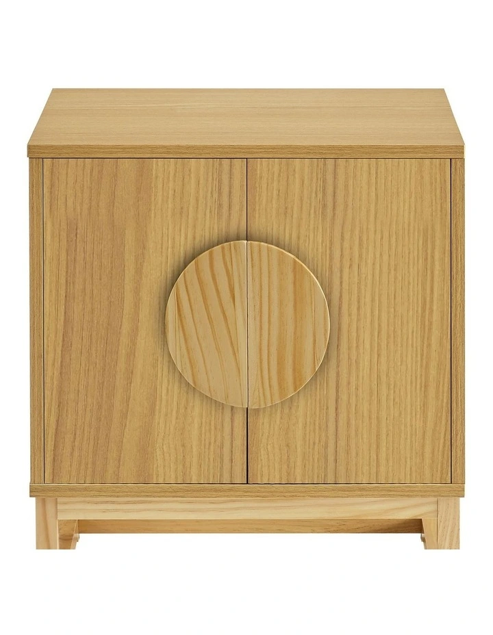 Sarantino Luca Bedside Table Split Door Night Stand - Natural image 2
