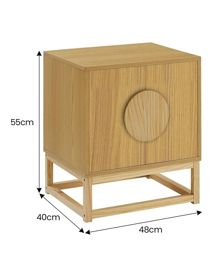 Sarantino Luca Bedside Table Split Door Night Stand - Natural image 3