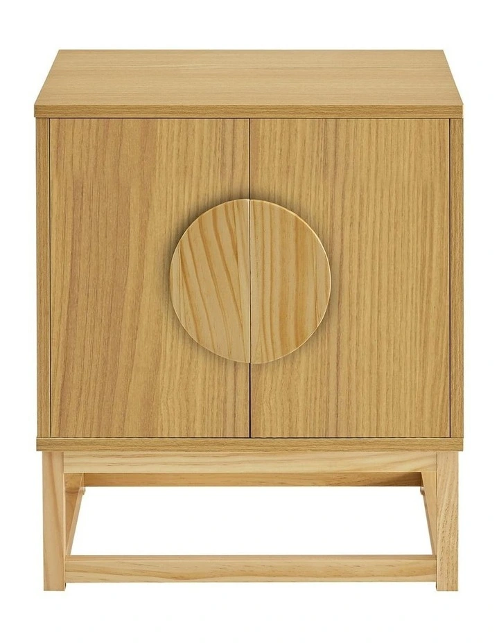 Sarantino Luca Bedside Table Split Door Night Stand - Natural image 4