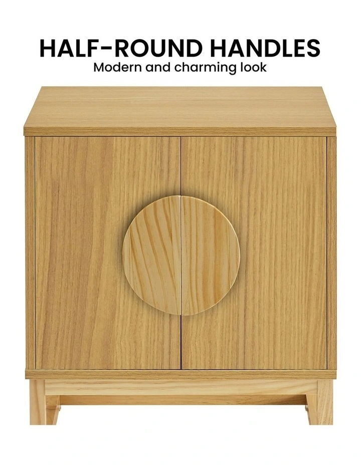 Sarantino Luca Bedside Table Split Door Night Stand - Natural image 7