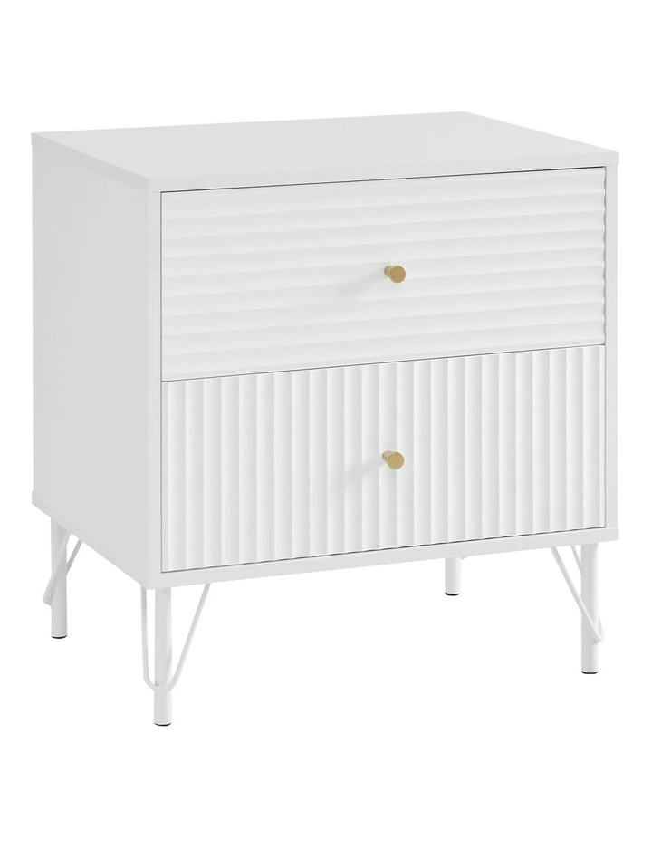 Sarantino Diego Bedside Table Night Stand with 2 Drawers - White image 1