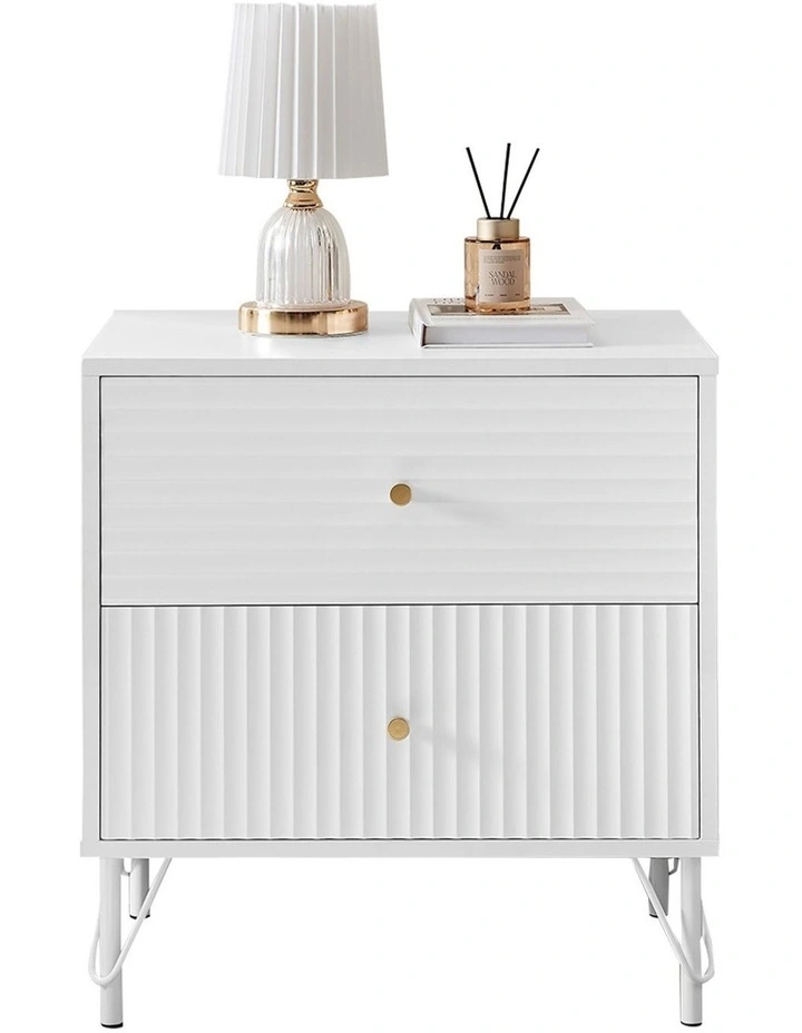 Sarantino Diego Bedside Table Night Stand with 2 Drawers - White image 2
