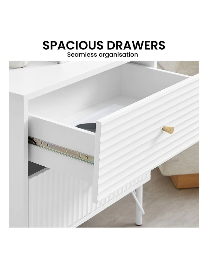 Sarantino Diego Bedside Table Night Stand with 2 Drawers - White image 6