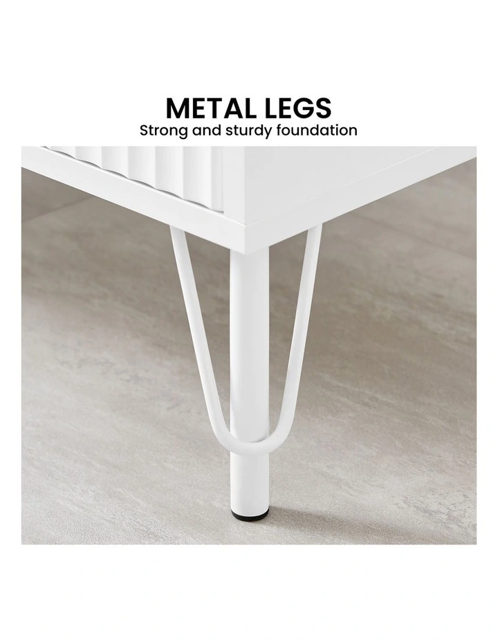 Sarantino Diego Bedside Table Night Stand with 2 Drawers - White image 7