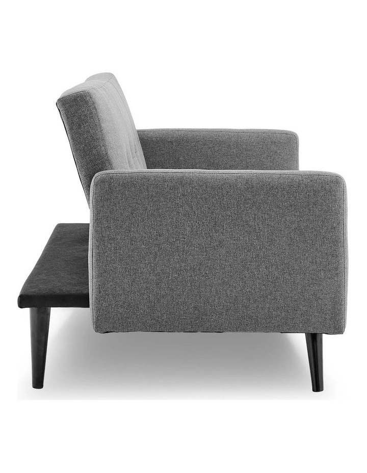 Sarantino Tufted Faux Linen 3-Seater Sofa Bed with Armrests - Light Grey image 2