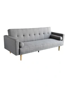 Sarantino 3 Seater Linen Sofa Bed Couch with Pillows - Light Grey
