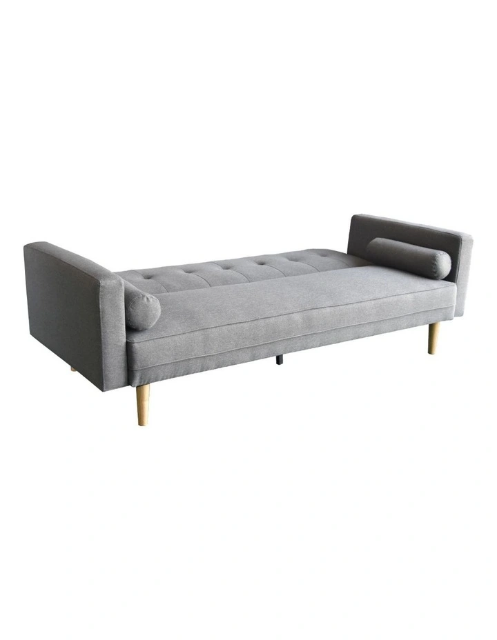Sarantino 3 Seater Linen Sofa Bed Couch with Pillows - Light Grey image 2