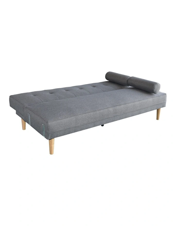 Sarantino 3 Seater Linen Sofa Bed Couch with Pillows - Light Grey image 4