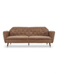 Sarantino Faux Velvet Tufted Sofa Bed Couch Futon - Brown