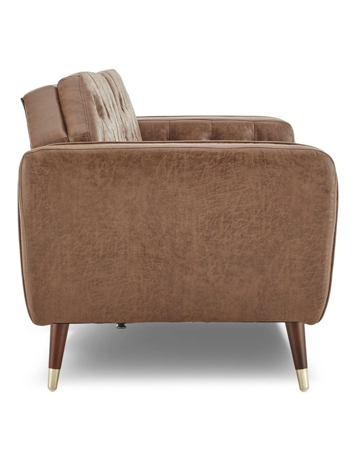 Sarantino Faux Velvet Tufted Sofa Bed Couch Futon - Brown image 4