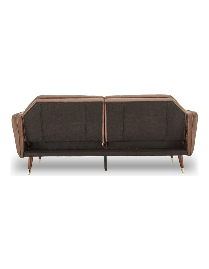 Sarantino Faux Velvet Tufted Sofa Bed Couch Futon - Brown image 5