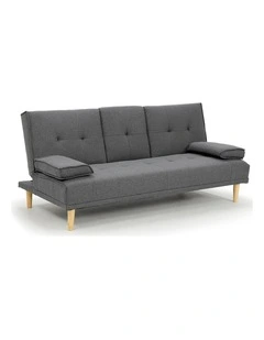 Sarantino Linen Fabric Sofa Bed Lounge Couch Futon - Dark Grey