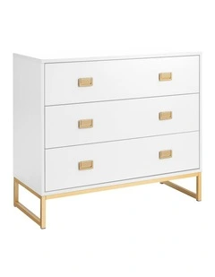 Sarantino Amara Chest of Drawers Tallboy Dresser in White Gold
