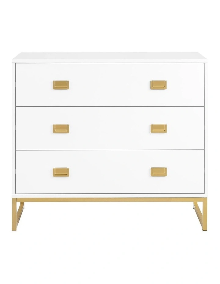 Sarantino Amara Chest of Drawers Tallboy Dresser in White Gold image 2