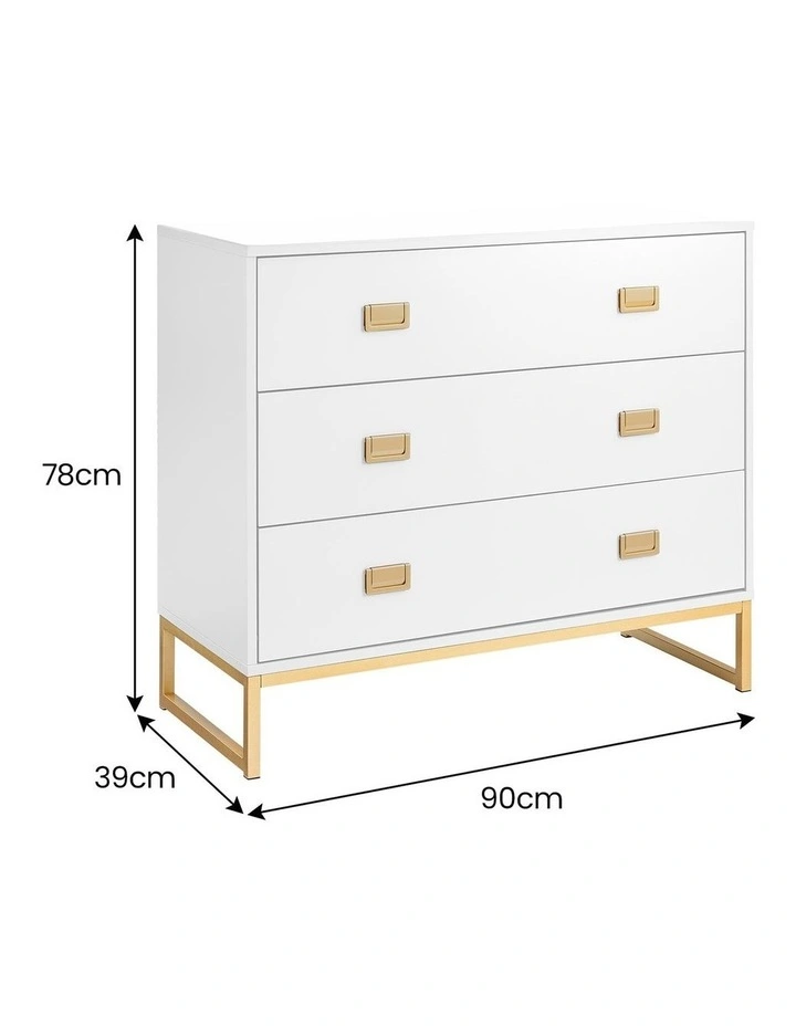 Sarantino Amara Chest of Drawers Tallboy Dresser in White Gold image 3