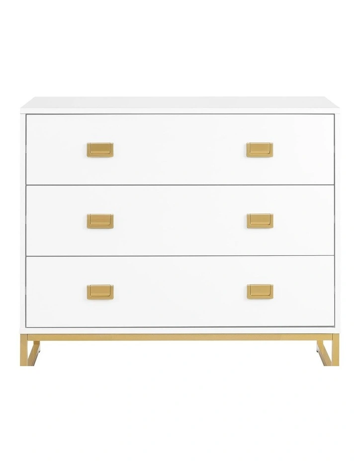 Sarantino Amara Chest of Drawers Tallboy Dresser in White Gold image 4
