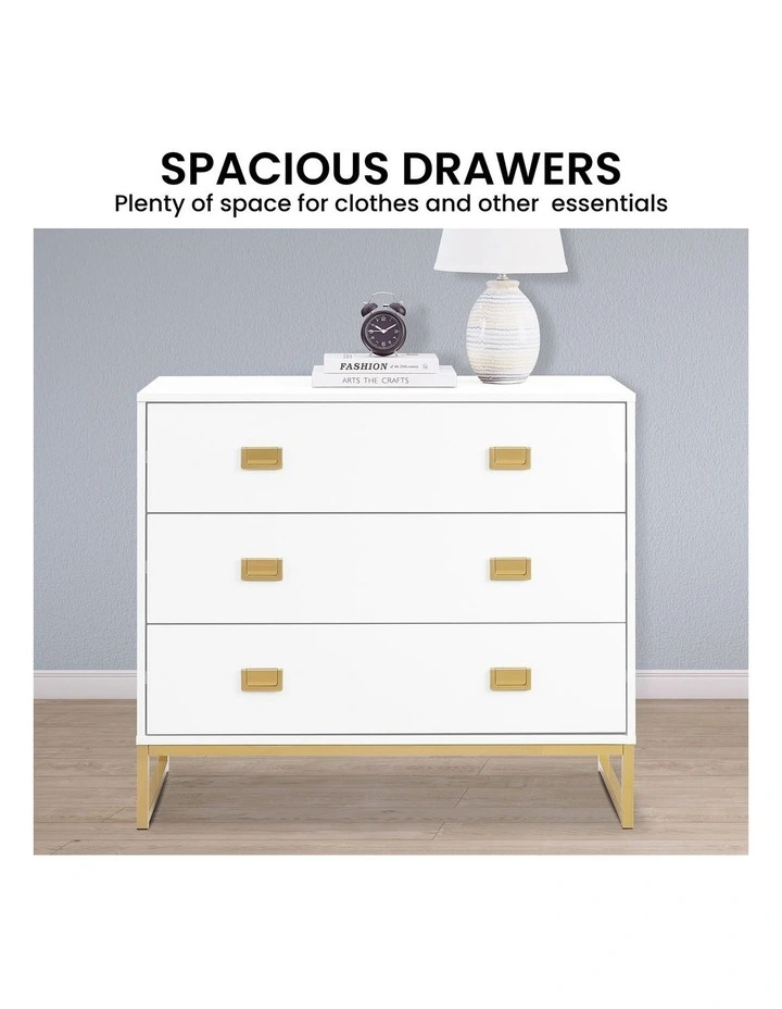 Sarantino Amara Chest of Drawers Tallboy Dresser in White Gold image 5