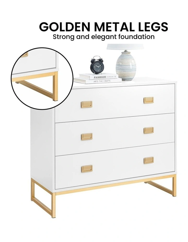 Sarantino Amara Chest of Drawers Tallboy Dresser in White Gold image 7