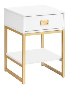 Sarantino Alessia Bedside Table - White/Gold