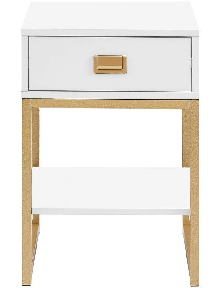 Sarantino Alessia Bedside Table - White/Gold image 2