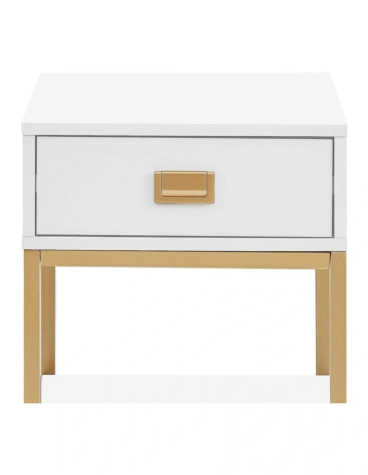 Sarantino Alessia Bedside Table - White/Gold image 4