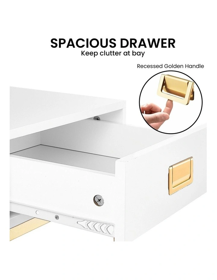 Sarantino Alessia Bedside Table - White/Gold image 6