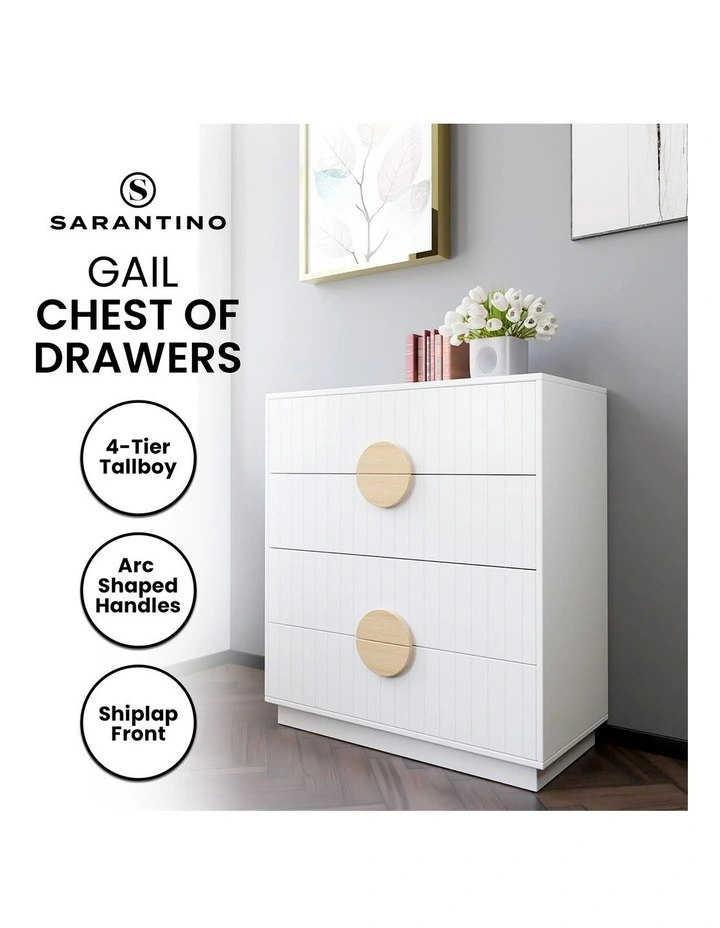 Sarantino Gail Chest of Drawers Tallboy Dresser in White image 4