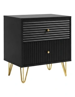 Sarantino Diego Bedside Table Night Stand with 2 Drawers - Black