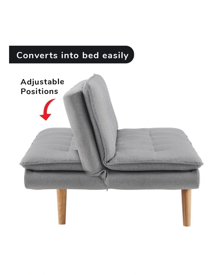 Sarantino 3 Seater Linen Couch Sofa Bed Lounge Futon - Light Grey image 5