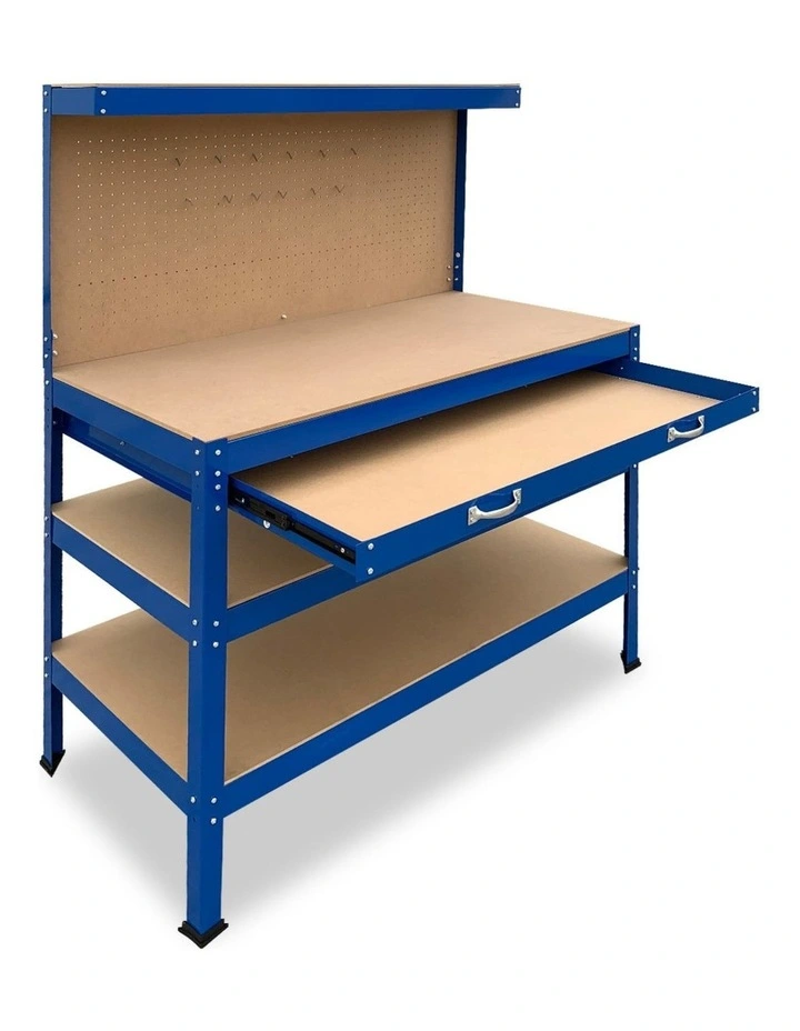 3-Layered Work Bench Garage Storage Table Tool Shop Shelf Blue image 6