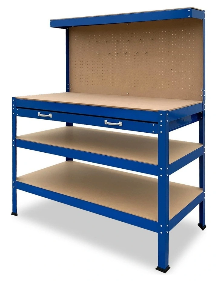 3-Layered Work Bench Garage Storage Table Tool Shop Shelf Blue image 7