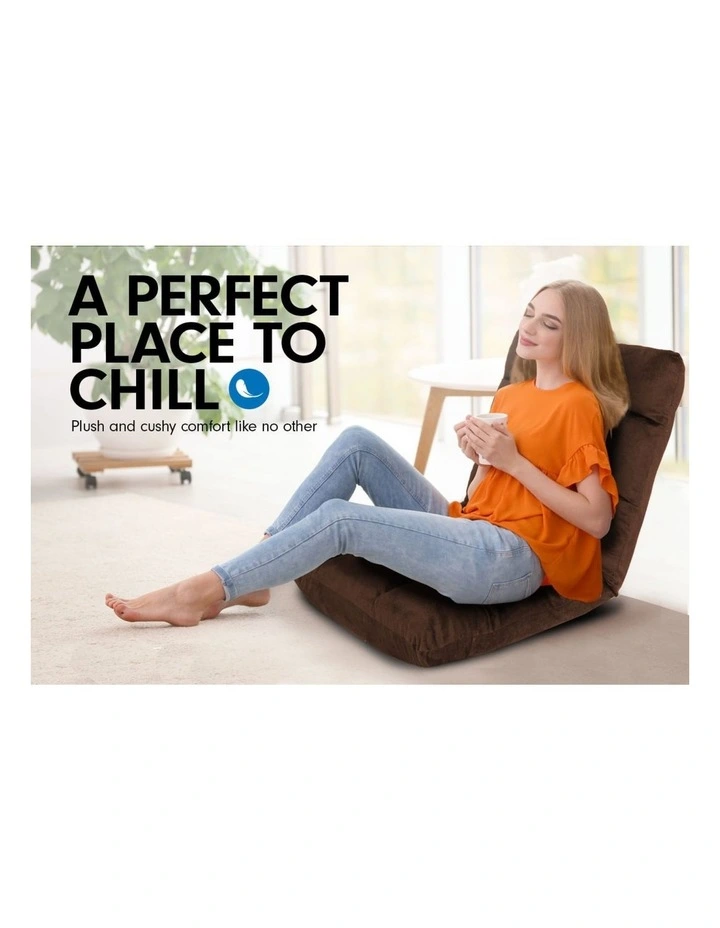 Adjustable Cushioned Floor Gaming Lounge Chair 100 x 50 x 12cm - Brown image 4