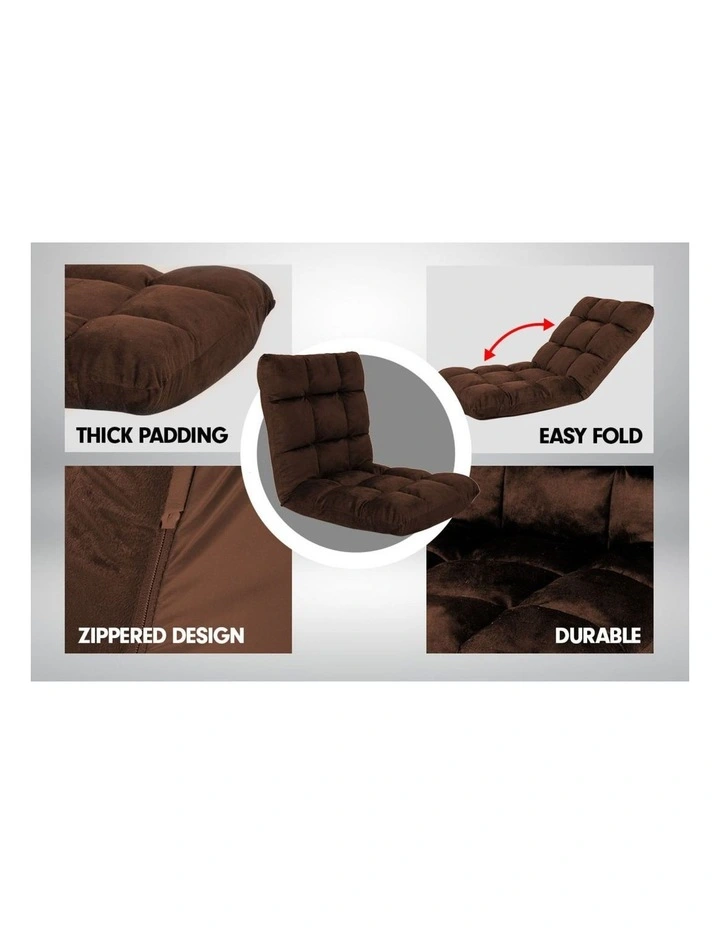 Adjustable Cushioned Floor Gaming Lounge Chair 100 x 50 x 12cm - Brown image 7