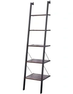 Sarantino Amelia 5-Tier Ladder Shelf in Walnut