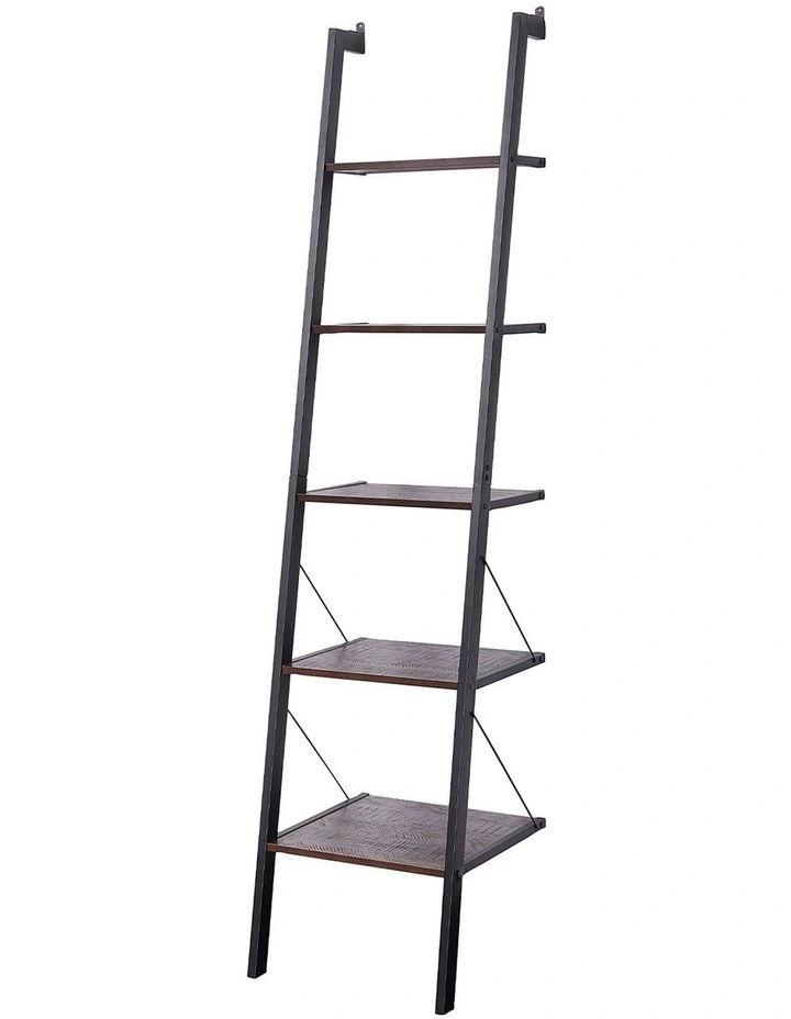 Sarantino Amelia 5-Tier Ladder Shelf in Walnut image 1