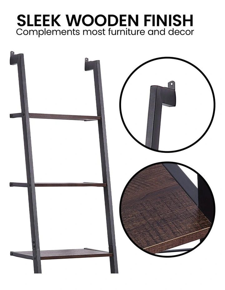 Sarantino Amelia 5-Tier Ladder Shelf in Walnut image 7