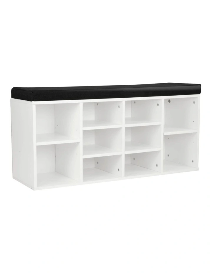 Sarantino Shoe Rack Cabinet Organiser Black Cushion - 104 x 30 x 48 - White image 1
