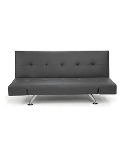 Sarantino 3 Seater Faux Leather Sofa Bed Lounge - Grey