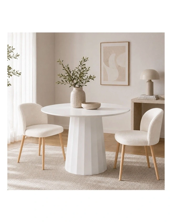 Aura Round Pedestal Dining Table | White | 100cm image 4