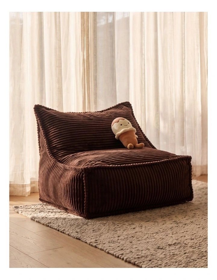 Cadence & Co. Mini Wilde Ribbed Luxe Fleece Beanbag Lounge Cover Chestnut Brown image 6