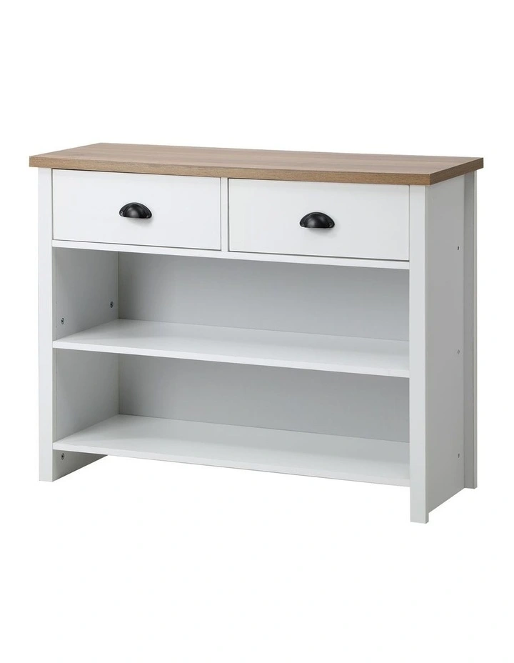 Oikiture Console Table Wood Sofa Table Hall Side Entry with 2 Drawers image 1