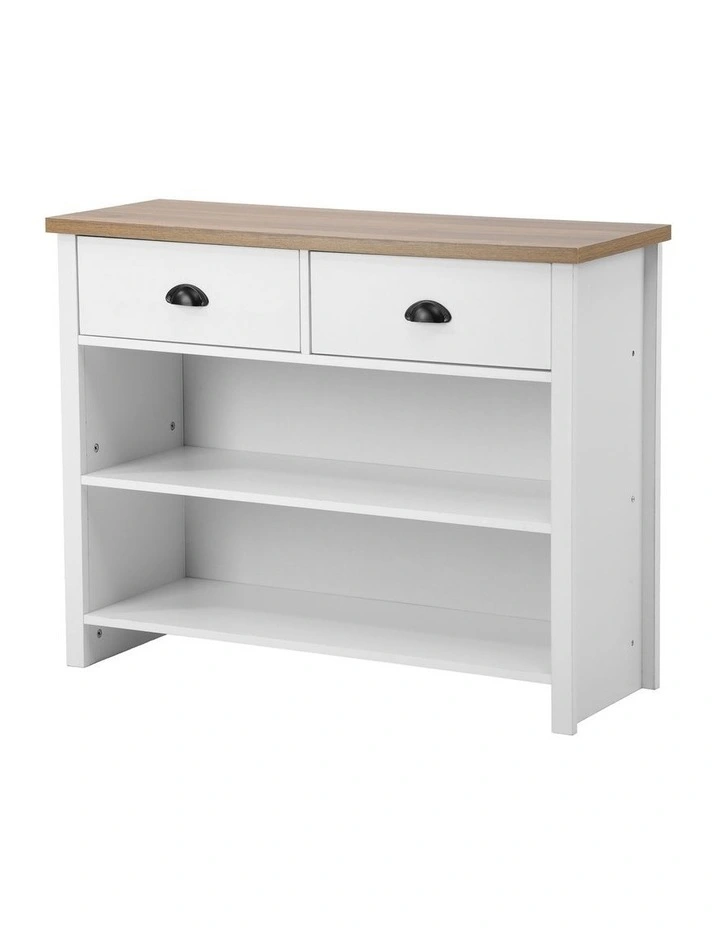 Oikiture Console Table Wood Sofa Table Hall Side Entry with 2 Drawers image 2