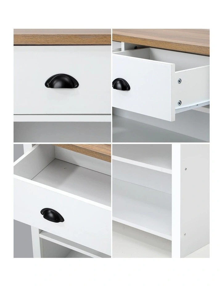 Oikiture Console Table Wood Sofa Table Hall Side Entry with 2 Drawers image 6