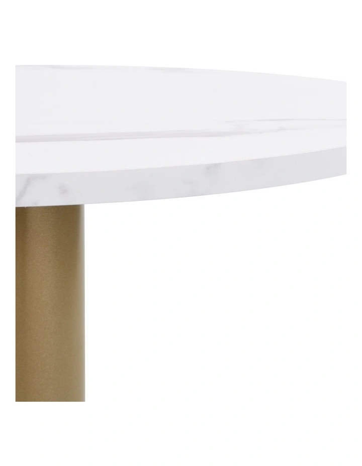 Set of 2 Round Side Table with Marble-Look Top, Modern End Table for Living Room and Bedroom image 5