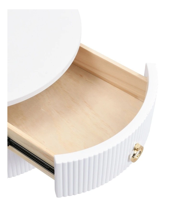 2 Piece Round Nesting Coffee Table Set, Brown-Tinted Top Coffee Table with White Fluted Side Table image 5