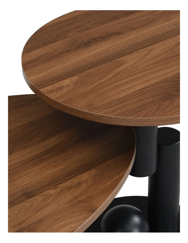 Set of 2 Coffee Table&Side Table , Oval Coffee Table with Drawer & Open Shelf, Round Side Table image 5